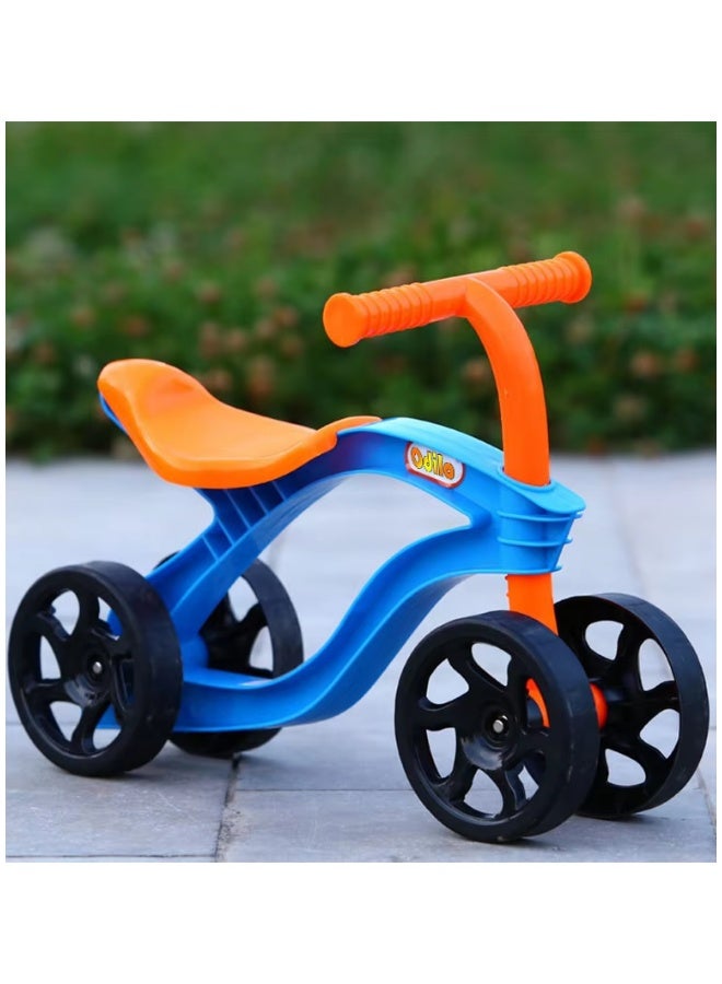 DAT Toddler Ride-On Tricycle (Stable Multi-Wheel), Kids Push Trike with Soft Seat & Easy-Grip Handlebar, Indoor/Outdoor Ride-On Toy, Blue/Orange, Age 1–3 Years - Image 2